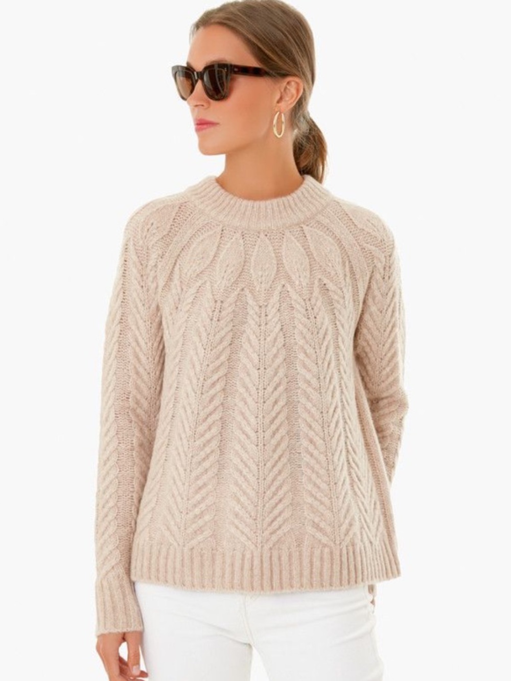 Tucker buck Peacock Sweater XXL Ecru wool/ Nylon Cable knit soft